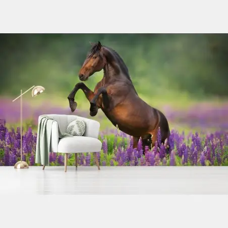Fotomural semental castaño entre lupinos – Pixers®