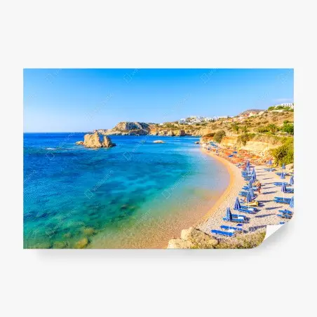 Fotomural vista panorámica de la bahía de Ammopi, Karpathos, Grecia – Pixers®