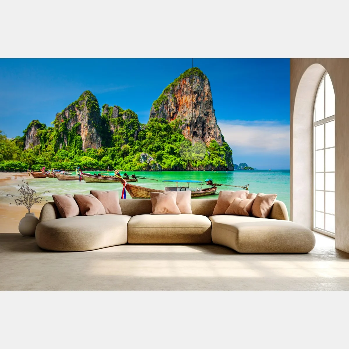 Fotomural playa paradisíaca con barcas en Tailandia – Pixers® Fotomural playa paradisíaca con barcas en Tailandia – Pixers®