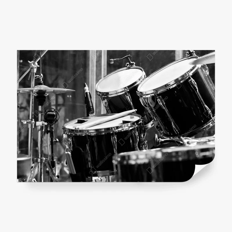 Fotomural batería clásica en blanco y negro