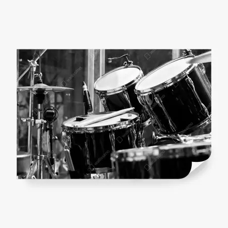 Fotomural batería clásica en blanco y negro – Pixers®