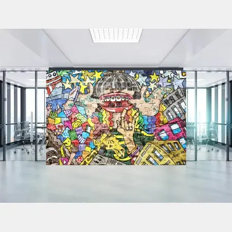 Fotomural mural pop urbano colorido con personajes – Pixers®