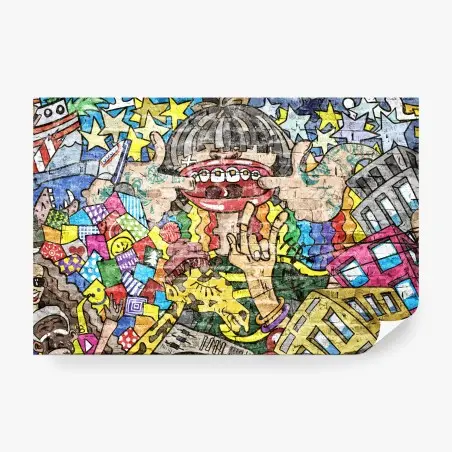 Fotomural mural pop urbano colorido con personajes – Pixers®