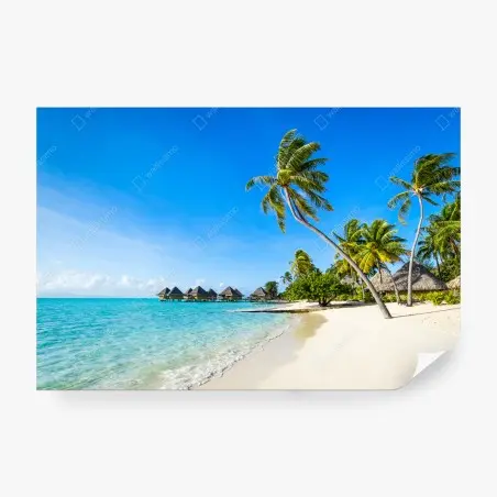 Fotomural paraíso tropical con bungalows sobre el agua – Pixers®