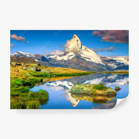 Fotomural paisaje alpino sereno con Matterhorn al amanecer – Pixers®