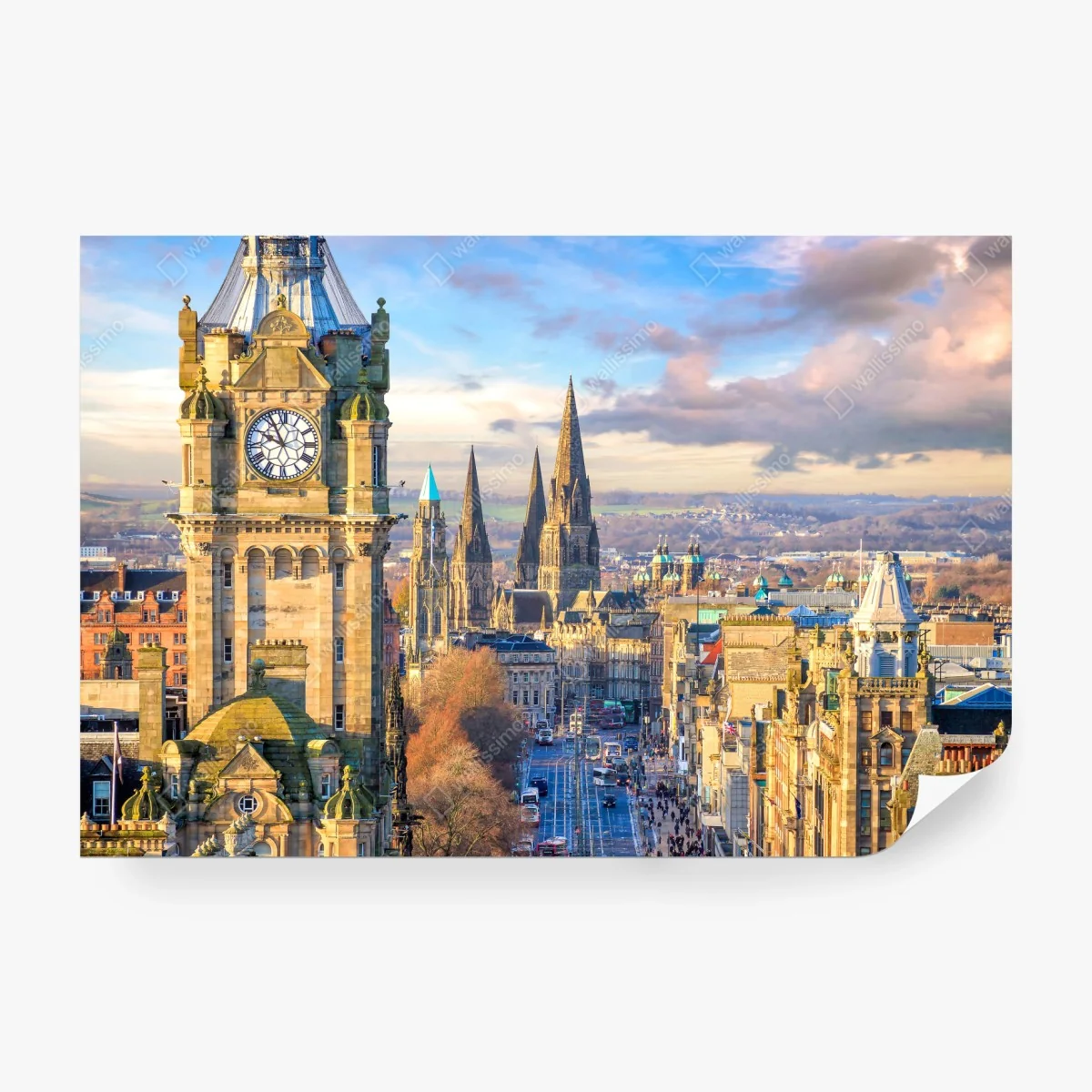 Fotomural panorámica del casco antiguo de Edimburgo al atardecer – Pixers®