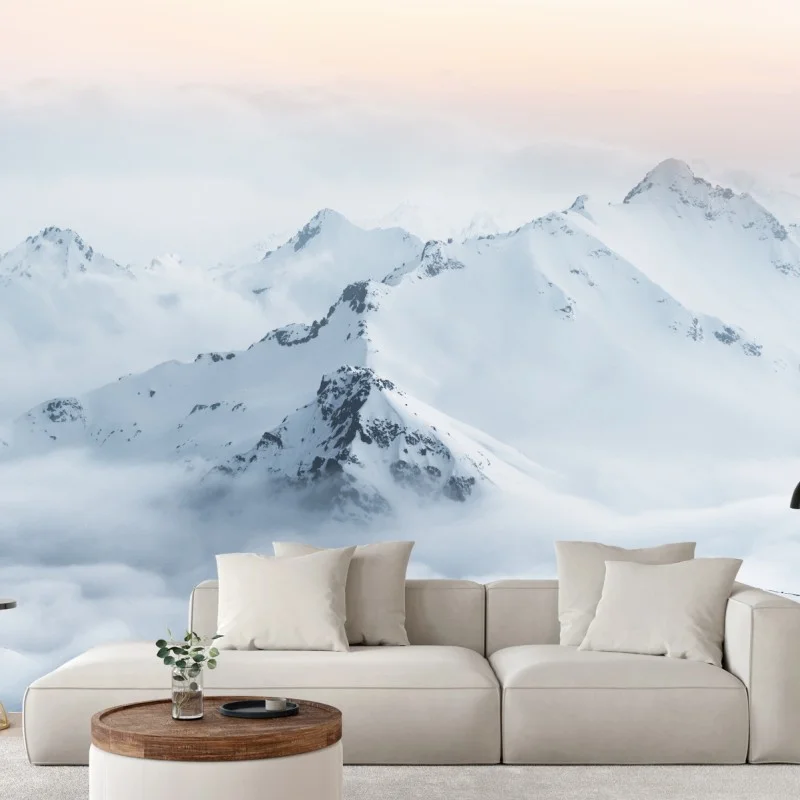 Fotomural amanecer sobre picos nevados del Cáucaso