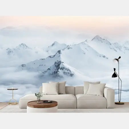 Fotomural amanecer sobre picos nevados del Cáucaso – Pixers®
