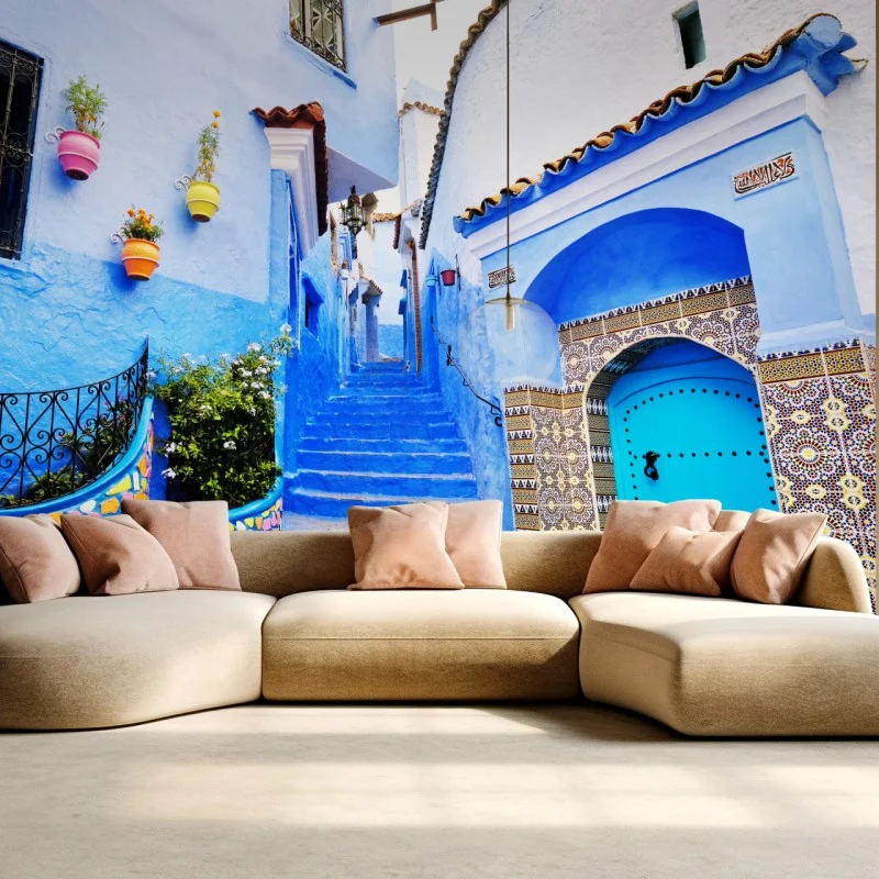 Fotomural rincón azul de Chefchaouen