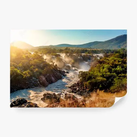 Fotomural amanecer en Epupa, cascadas del río Kunene en Namibia – Pixers®