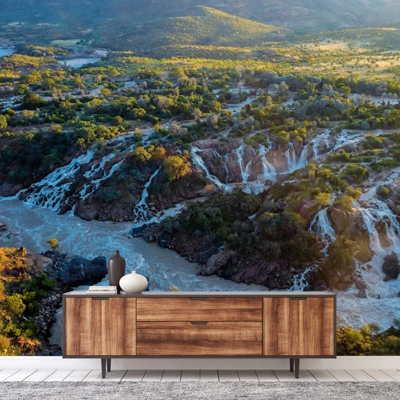 Fotomural amanecer en Epupa: cascadas del río Kunene