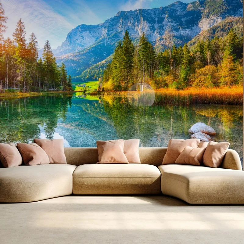 Fotomural atardecer otoñal en Hintersee, Ramsau
