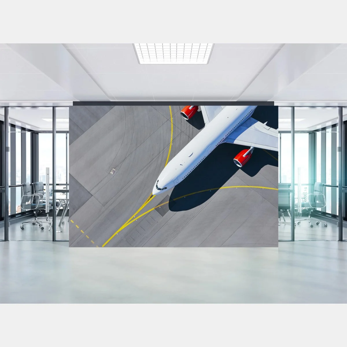 Fotomural avión comercial sobre la pista desde el aire – Pixers® Fotomural avión comercial sobre la pista desde el aire – Pixers®