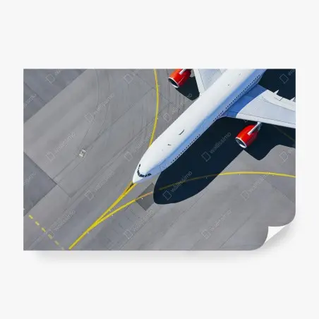 Fotomural avión comercial sobre la pista desde el aire – Pixers®