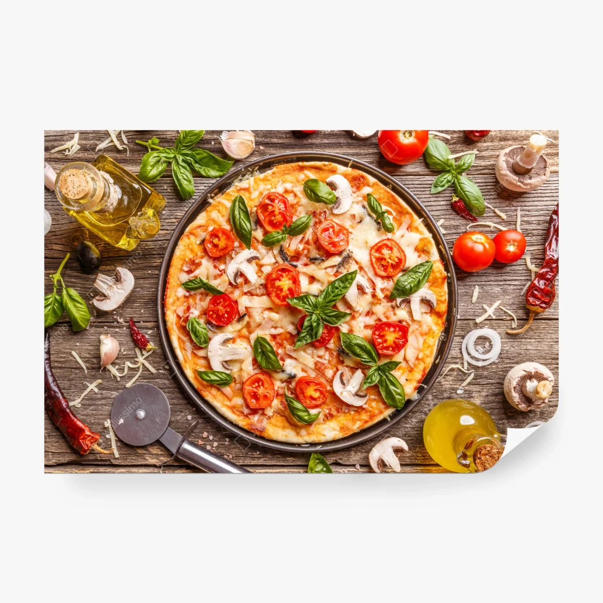 Fotomural pizza italiana rústica con albahaca y tomates cherry – Pixers® Fotomural pizza italiana rústica con albahaca y tomates cherry – Pixers®