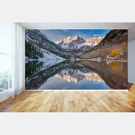 Fotomural reflejos de montaña al amanecer – Pixers®