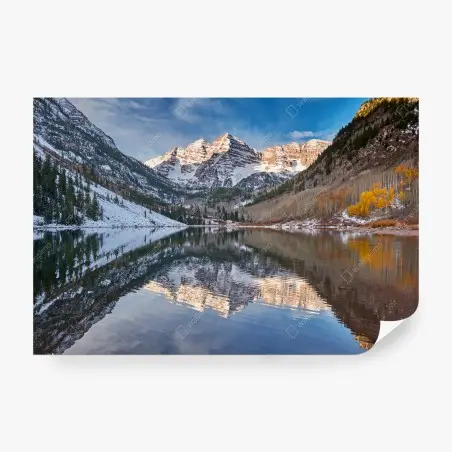 Fotomural reflejos de montaña al amanecer – Pixers®