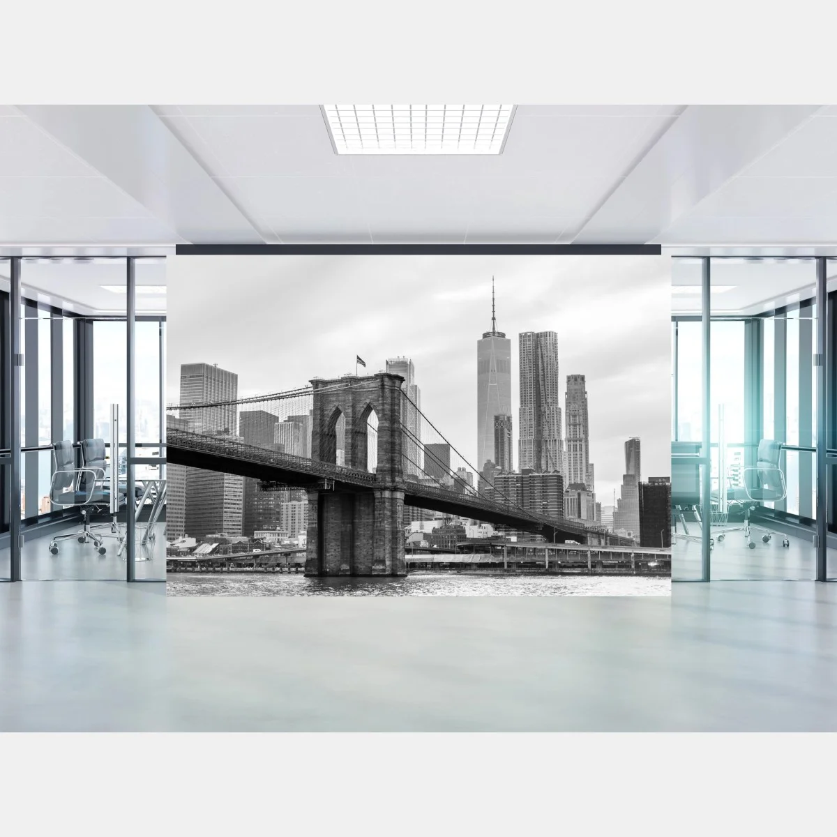 Fotomural escena del puente de Brooklyn y skyline de Nueva York en blanco y negro – Pixers® Fotomural escena del puente de Brooklyn y skyline de Nueva York en blanco y negro – Pixers®