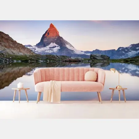 Fotomural amanecer sobre Matterhorn con reflejo perfecto – Pixers®