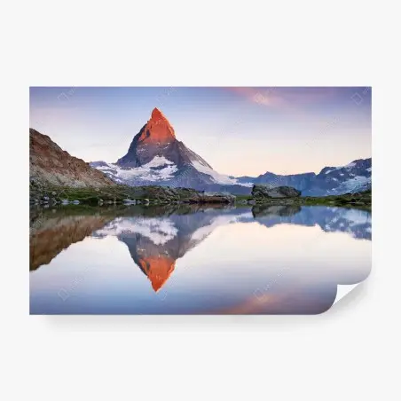 Fotomural amanecer sobre Matterhorn con reflejo perfecto – Pixers®