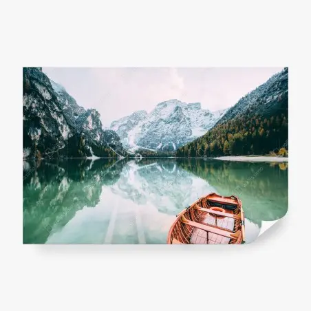 Fotomural reflejos serenos en el lago de Braies, Dolomitas – Pixers®