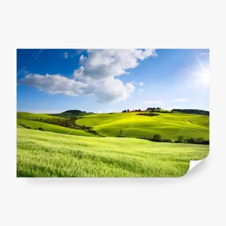 Fotomural paisaje ondulado de la Toscana al atardecer – Pixers®
