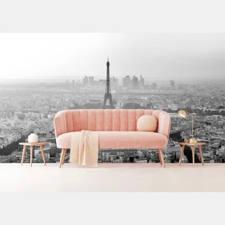 Fotomural panorama en blanco y negro de la Torre Eiffel en París – Pixers®