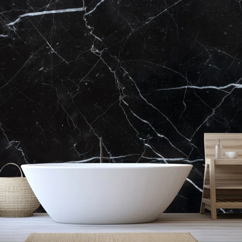Fotomural textura de mármol marquina negro con vetas blancas