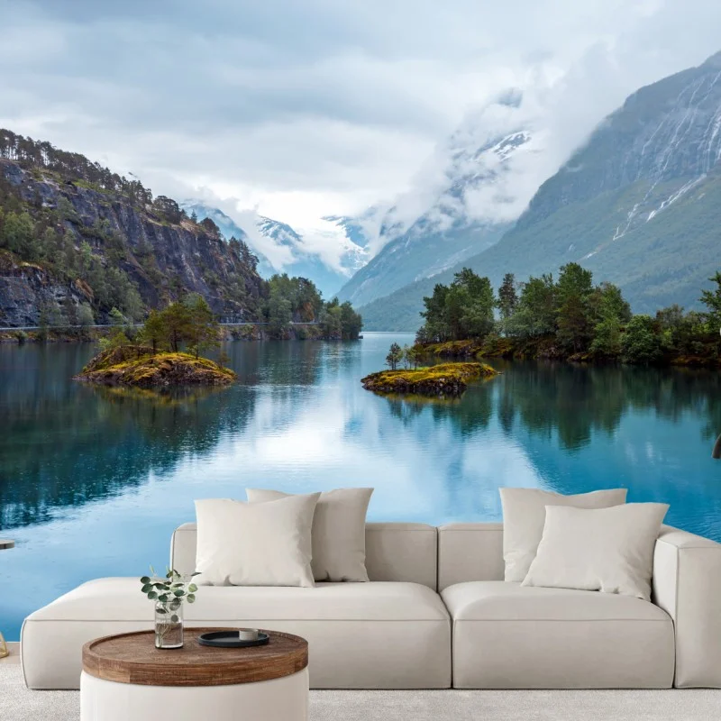 Fotomural paisaje sereno en Lovatnet, Noruega