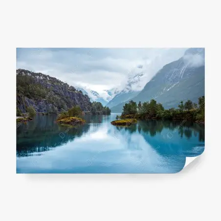 Fotomural paisaje sereno en Lovatnet, Noruega – Pixers®