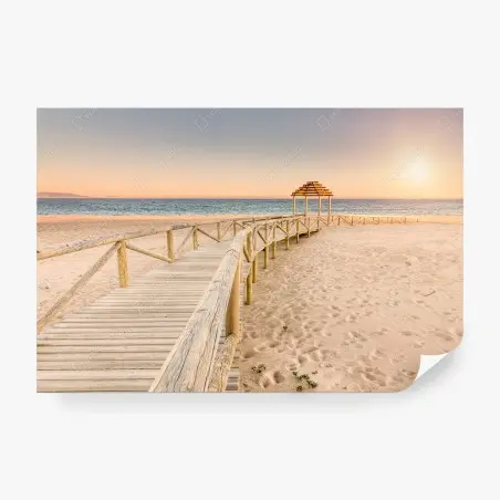 Fotomural sendero de madera hacia el mar en Trafalgar, Cádiz – Pixers®