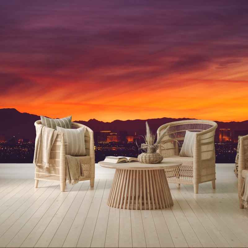 Fotomural atardecer sobre Las Vegas en tonos vibrantes