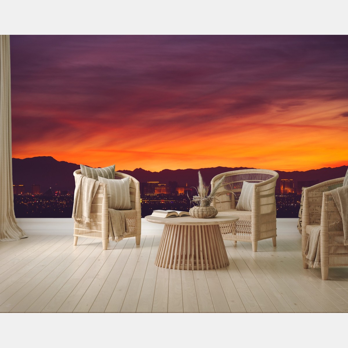 Fotomural atardecer sobre Las Vegas en tonos vibrantes – Pixers®
