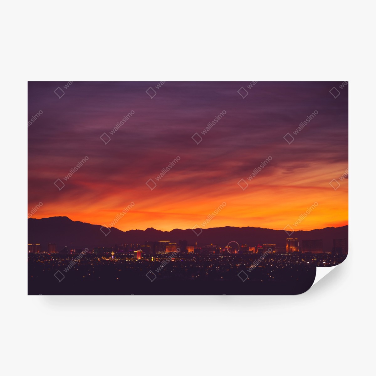 Fotomural atardecer sobre Las Vegas en tonos vibrantes – Pixers®