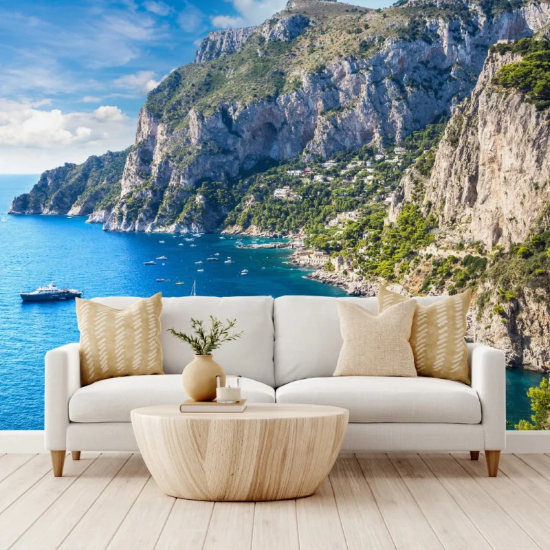 Fotomural vistas de Capri: acantilados y mar turquesa