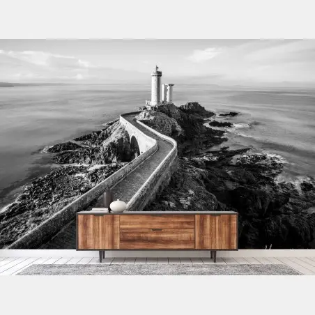 Fotomural camino hacia el faro en la costa rocosa – Pixers®