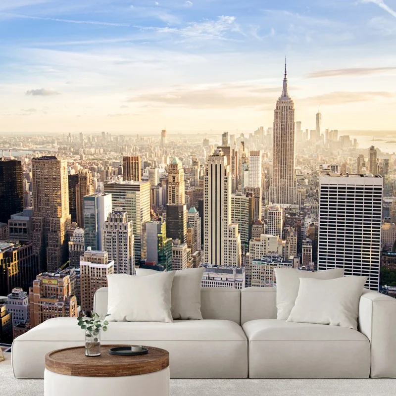 Fotomural amanecer sobre Nueva York: horizonte urbano icónico
