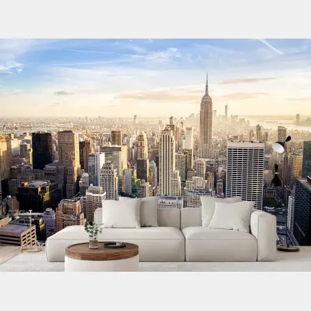 Fotomural amanecer sobre Nueva York: horizonte urbano icónico – Pixers®