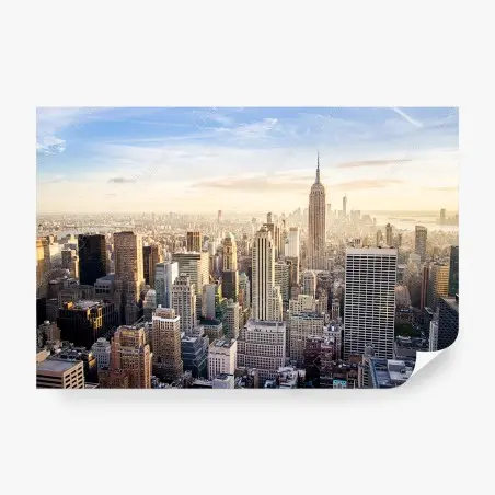 Fotomural amanecer sobre Nueva York: horizonte urbano icónico – Pixers®