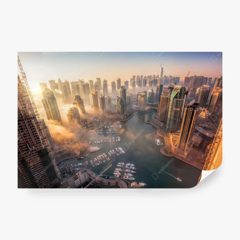 Fotomural vistas aéreas de Dubai Marina al atardecer
