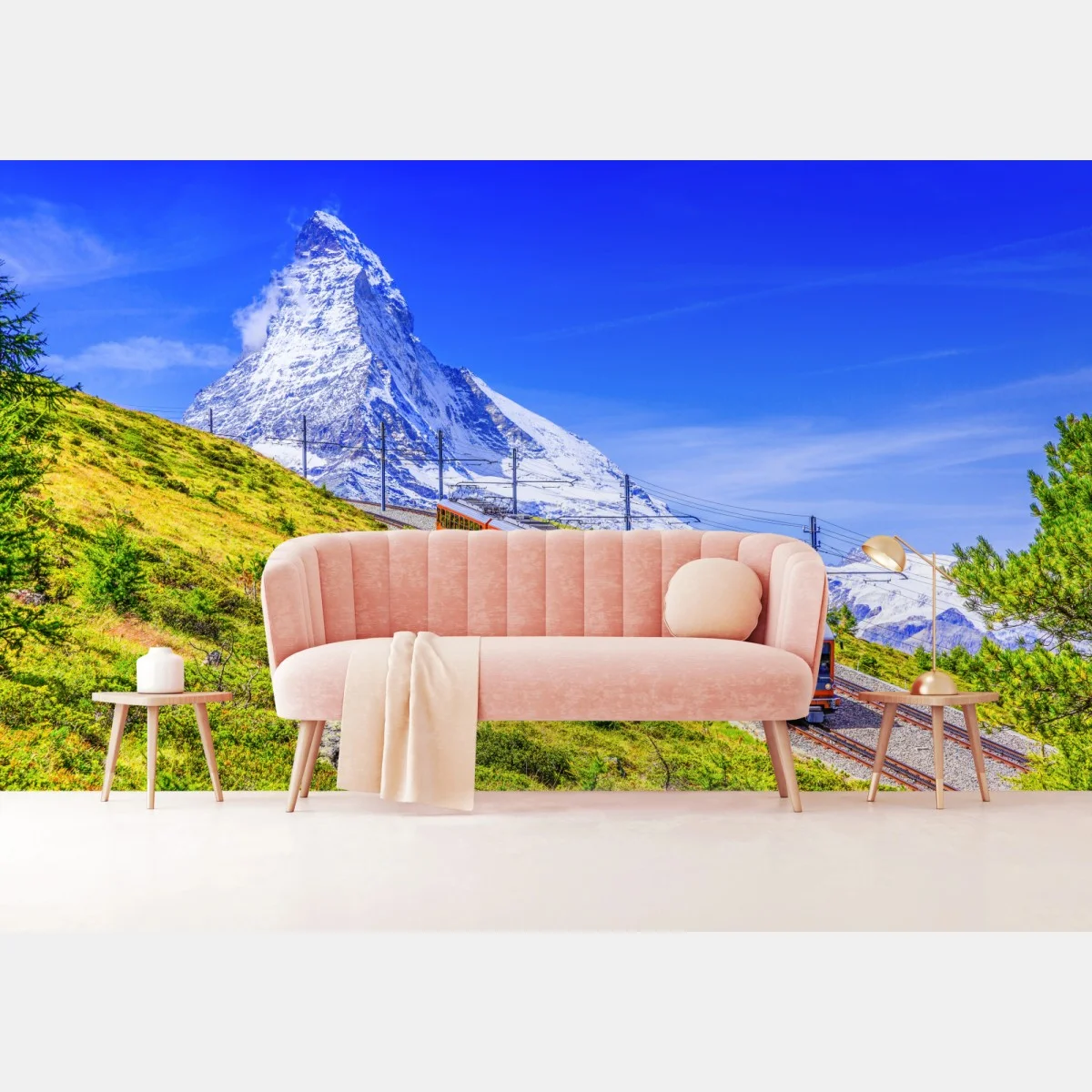 Fotomural tren turístico en Zermatt frente al Matterhorn – Pixers® Fotomural tren turístico en Zermatt frente al Matterhorn – Pixers®