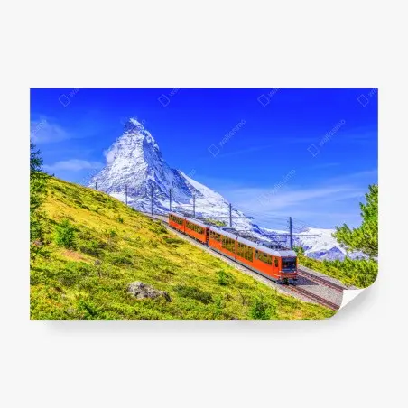 Fotomural tren turístico en Zermatt frente al Matterhorn – Pixers®