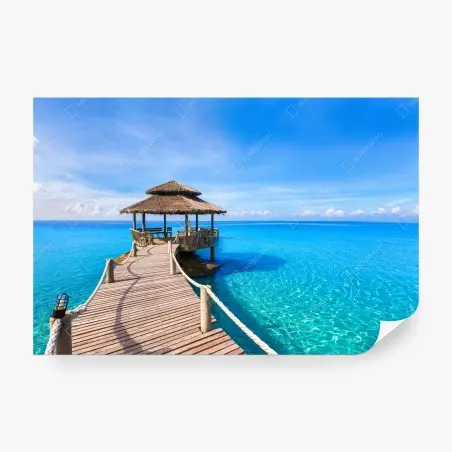 Fotomural muelle tropical sobre mar turquesa – Pixers®