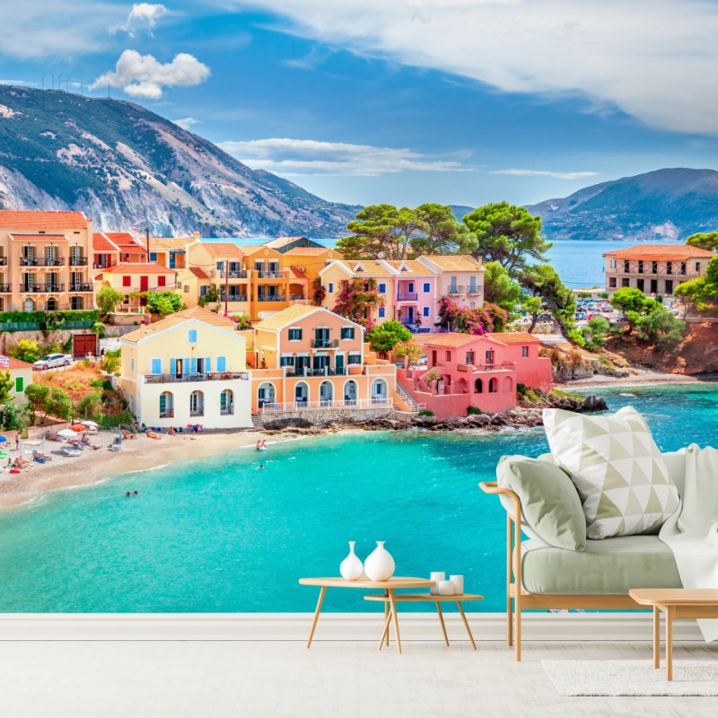 Fotomural encanto costero de Assos, Kefalonia