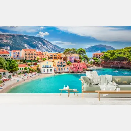 Fotomural encanto costero de Assos, Kefalonia – Pixers®