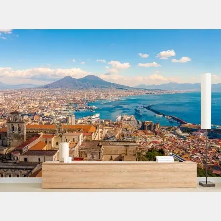 Fotomural vista panorámica de Nápoles y el Vesubio – Pixers®