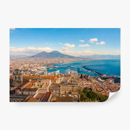 Fotomural vista panorámica de Nápoles y el Vesubio – Pixers®