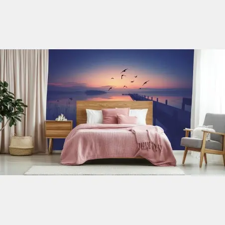 Fotomural muelle al amanecer en tonos pastel – Pixers®