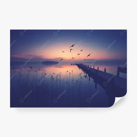 Fotomural muelle al amanecer en tonos pastel – Pixers®
