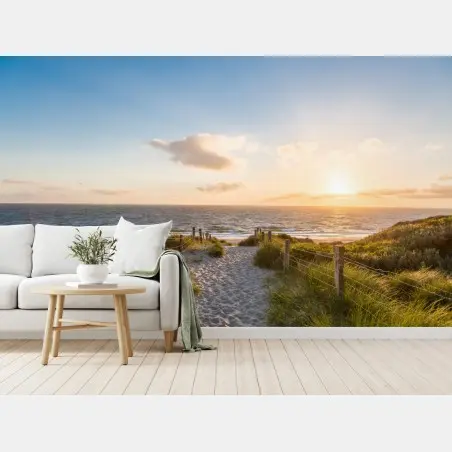 Fotomural sendero hacia la playa al atardecer – Pixers®